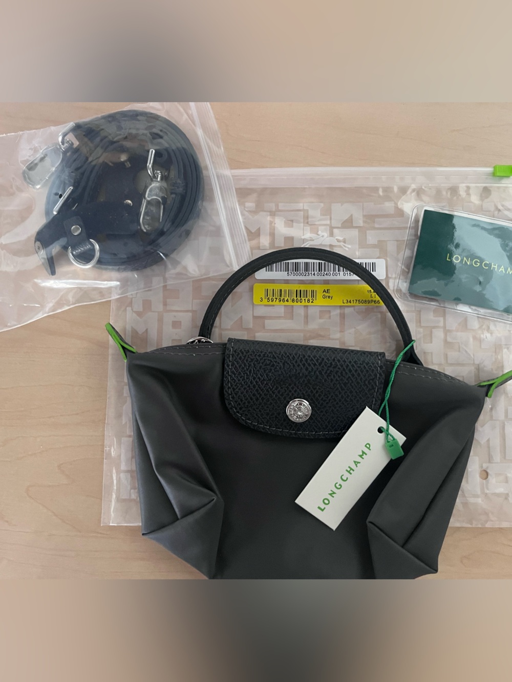 Longchamp logo le pliage Elegant charcoal/ black Women's Handbag crossbody purse